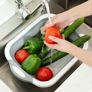 厂家直销折叠洗菜盆多功能水槽果蔬沥水篮抖音同款三合一切菜砧板